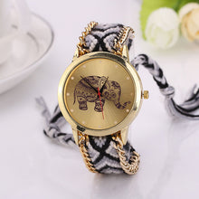 Handmade Braided Bracelet Watch Hand-Woven Elephant Pattern wristwatch Ladies Quarzt Watch Women Dress Watches relogio IMY66