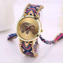 Handmade Braided Bracelet Watch Hand-Woven Elephant Pattern wristwatch Ladies Quarzt Watch Women Dress Watches relogio IMY66