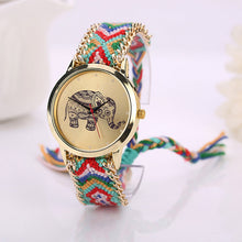 Handmade Braided Bracelet Watch Hand-Woven Elephant Pattern wristwatch Ladies Quarzt Watch Women Dress Watches relogio IMY66