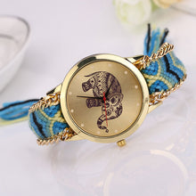 Handmade Braided Bracelet Watch Hand-Woven Elephant Pattern wristwatch Ladies Quarzt Watch Women Dress Watches relogio IMY66