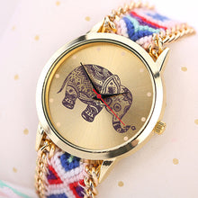 Handmade Braided Bracelet Watch Hand-Woven Elephant Pattern wristwatch Ladies Quarzt Watch Women Dress Watches relogio IMY66