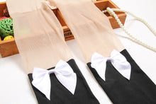 Harajuku Women Girl Attractive Sexy Stockings Tattoo Mock Bow Tinted False Sheer Pantyhose Thigh High Stockings IMY66