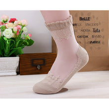 Harajuku Ultrathin Transparent Beautiful Crystal Lace Elastic Short Women Calcetines Socks for Womens meias IMY66