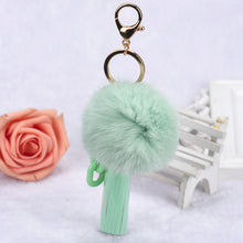 Chains Alloy Rabbit Fur Ball Keyring WithTassel Hanging Plush Ball Ornaments Car Keychains On Bag IMY66