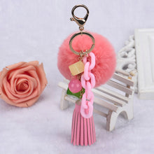 Chains Alloy Rabbit Fur Ball Keyring WithTassel Hanging Plush Ball Ornaments Car Keychains On Bag IMY66