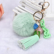 Chains Alloy Rabbit Fur Ball Keyring WithTassel Hanging Plush Ball Ornaments Car Keychains On Bag IMY66