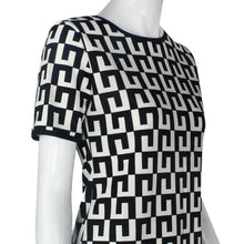 Women Casual Loose Short Sleeves Print Black White Plaid Party Elegant Dress IMY66