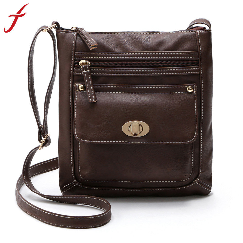 Vintage Womens PU Leather Zipper Satchel Crossbody Shoulder Messenger Bag bolsa feminina IMY66