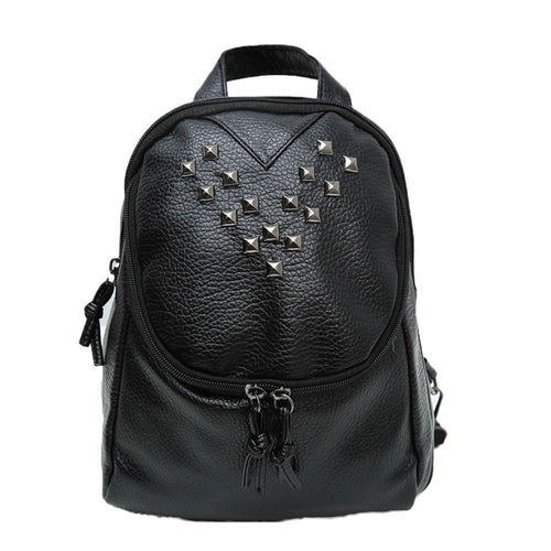 Women Backpack PU Leather Rivet Travel Satchel School Bag Backpack For teenage girl mochilas mujer IMY66