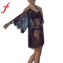 Hippie Boho People Women Lace Crochet Hollow Dress Bikini Cover Beach Wear White\Black Mini Dress vestido de festa IMY66