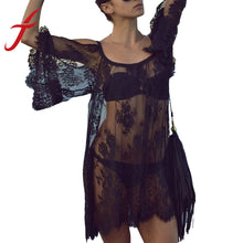 Hippie Boho People Women Lace Crochet Hollow Dress Bikini Cover Beach Wear White\Black Mini Dress vestido de festa IMY66