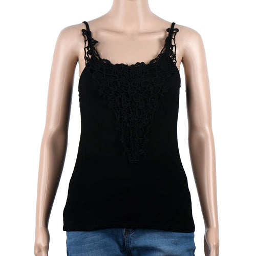 Style Women Slim Vest Casual Sleeveless O-Neck Lace Floral Tank Tops Fitness Tops IMY66