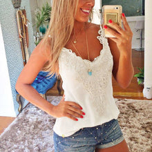 Style Women Slim Vest Casual Sleeveless O-Neck Lace Floral Tank Tops Fitness Tops IMY66