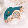 6 Colors PU Leather Luxury Strap Alloy Floral Rhinestone Bracelet Quartz Watches Women IMY66