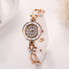 6 Colors PU Leather Luxury Strap Alloy Floral Rhinestone Bracelet Quartz Watches Women IMY66