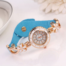 6 Colors PU Leather Luxury Strap Alloy Floral Rhinestone Bracelet Quartz Watches Women IMY66