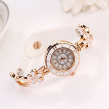 6 Colors PU Leather Luxury Strap Alloy Floral Rhinestone Bracelet Quartz Watches Women IMY66