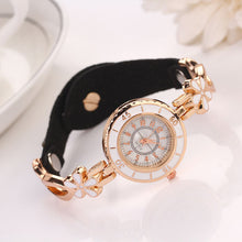 6 Colors PU Leather Luxury Strap Alloy Floral Rhinestone Bracelet Quartz Watches Women IMY66