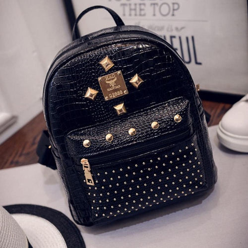 Women Backpack Rivet School Backpacks For Teenage Girls Women Pu Leather Backpack Mochila IMY66