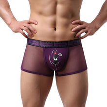 Men Sexy Lingerie Through Mesh boxer shorts chiffon panties Briefs Hollow Out Underwear Plus Size IMY66