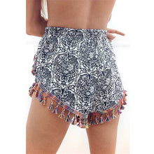 High Waist Shorts Tassel Shorts Floral Printed Beach Holiday Shorts Women Elastic Waist Short Feminino IMY66