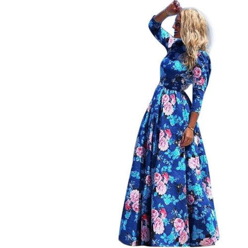 vestidos Women Dress Print Long Maxi Dresses Beach Dress Half Sleeve Bohemian Dress IMY66