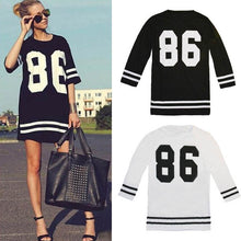 Women Celebrity 86 American Baseball Tee Oversized Short Sleeve Loose Casual Dress Vestidos Femininos IMY66