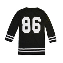 Women Celebrity 86 American Baseball Tee Oversized Short Sleeve Loose Casual Dress Vestidos Femininos IMY66