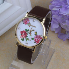 Women Casual Dress Watches Faux Leather Flower Pattern Relogio Feminino WristWatch Quartz Watch relojes mujer IMY66