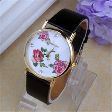Women Casual Dress Watches Faux Leather Flower Pattern Relogio Feminino WristWatch Quartz Watch relojes mujer IMY66