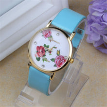 Women Casual Dress Watches Faux Leather Flower Pattern Relogio Feminino WristWatch Quartz Watch relojes mujer IMY66