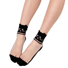 Japanese Lace Socks Lovely Ultrathin Transparent Beautiful Crystal Lace Elastic Short Socks calcetines mujer IMY66