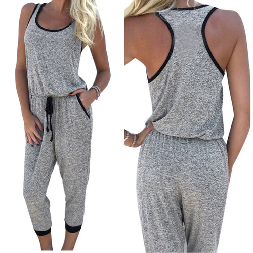 Jumpsuit Women Casual Sleeveless Backless Clubwear Playsuit Romper Calf-Length Pants Macacao Feminino Overall IMY66