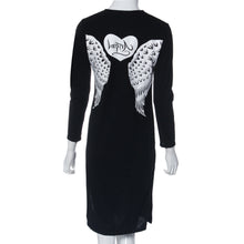 Korean Women Sexy Open Fork Dresses Casual Sexy Slim Gray Wing Print Long Sleeve Knee Dress Vestidos IMY66