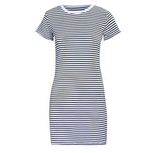 Korean Women Round Neck Dresses Striped Short Sleeve Straight Short Casual Mini Dress Vestido Femininos IMY66