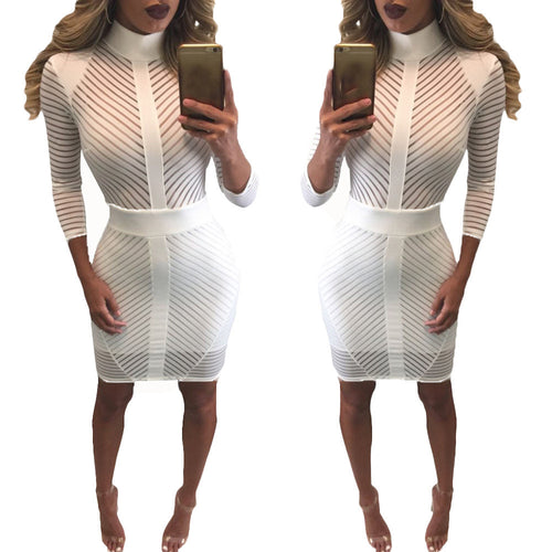 Ladies Women Sexy Dress Turtleneck Slim Bodycon Bandage Long Sleeve Club Party Mini Dress vestidos femininos IMY66