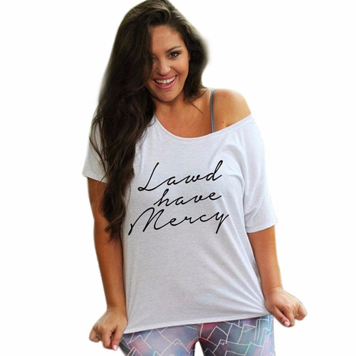 Large Size Women Casual T-Shirts Letters Printed Short Sleeve Shirt Tops Tee Shirt femme Camiseta Feminina IMY66