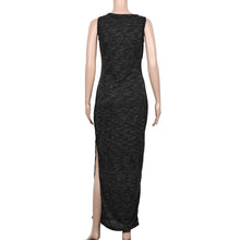 Letter Print Sexy Women Dresses Grey Long Dress Solid Sleeveless Lady Dress Girl Vestidos femininos IMY66