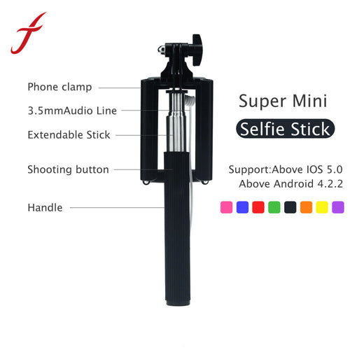 75g Mini Wired Extendable Fold Self-portrait Selfie Stick Holder Monopod For smartphone IMY66