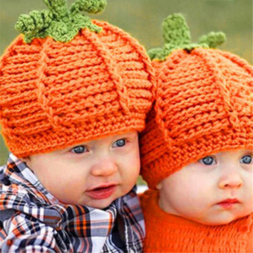 Lovelyborn Baby Boys Girls Pumpkin Cap Handmade Knitted Crochet Hat Halloween Costume Photography Prop Children IMY66