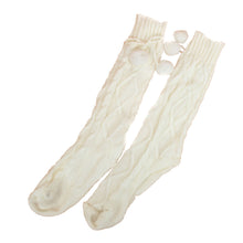 Lovely Warm Over Knee Socking For Women Knitted Long Boot Socks Thigh High Stocking With Balls Female stockings IMY66