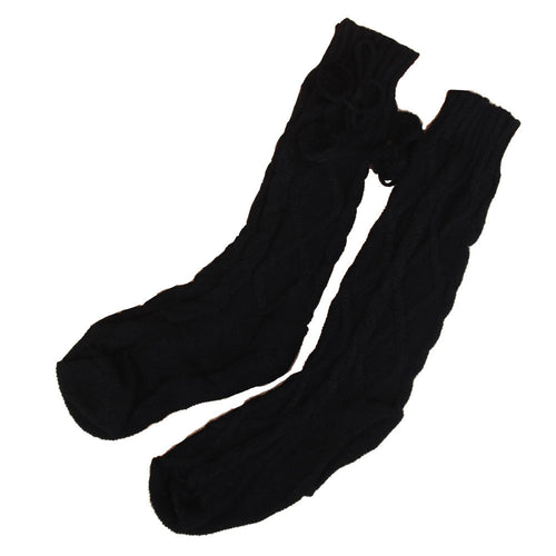 Lovely Warm Over Knee Socking For Women Knitted Long Boot Socks Thigh High Stocking With Balls Female stockings IMY66