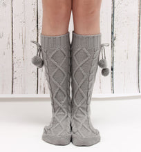 Lovely Warm Over Knee Socking For Women Knitted Long Boot Socks Thigh High Stocking With Balls Female stockings IMY66