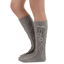 Lovely Warm Over Knee Socking For Women Knitted Long Boot Socks Thigh High Stocking With Balls Female stockings IMY66