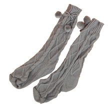 Lovely Warm Over Knee Socking For Women Knitted Long Boot Socks Thigh High Stocking With Balls Female stockings IMY66