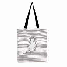 Lovely Women Canvas Bag Girls Striped Napping Cat Shoulder Bag Bag Travel Bag Bolsa feminina IMY66