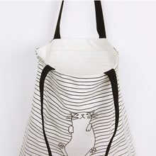 Lovely Women Canvas Bag Girls Striped Napping Cat Shoulder Bag Bag Travel Bag Bolsa feminina IMY66