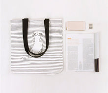 Lovely Women Canvas Bag Girls Striped Napping Cat Shoulder Bag Bag Travel Bag Bolsa feminina IMY66