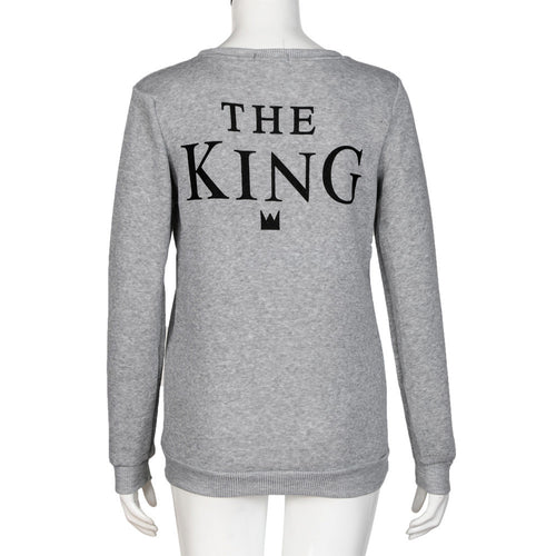 Lover Couple Sweatshirt Hoodies T-Shirts Casual Back KING Letter Print Long Sleeve Thicken Warm Tee Shirt Tops IMY66