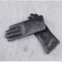 Luxurious PU Leather Gloves For Women Girl Warm Touch Screen Cashmere Full Finger Gloves guantes mujer IMY66